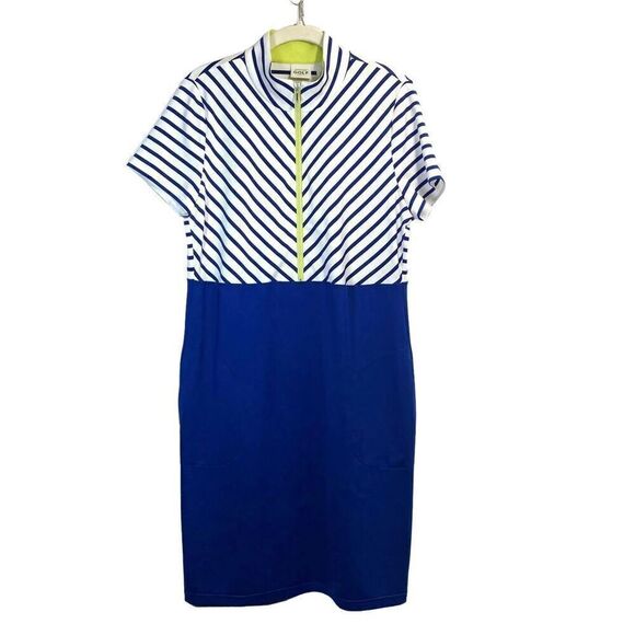 Chicos ZENERGY GOLF Striped Colorblock Dress Size 1 M Medium - Picture 1 of 8